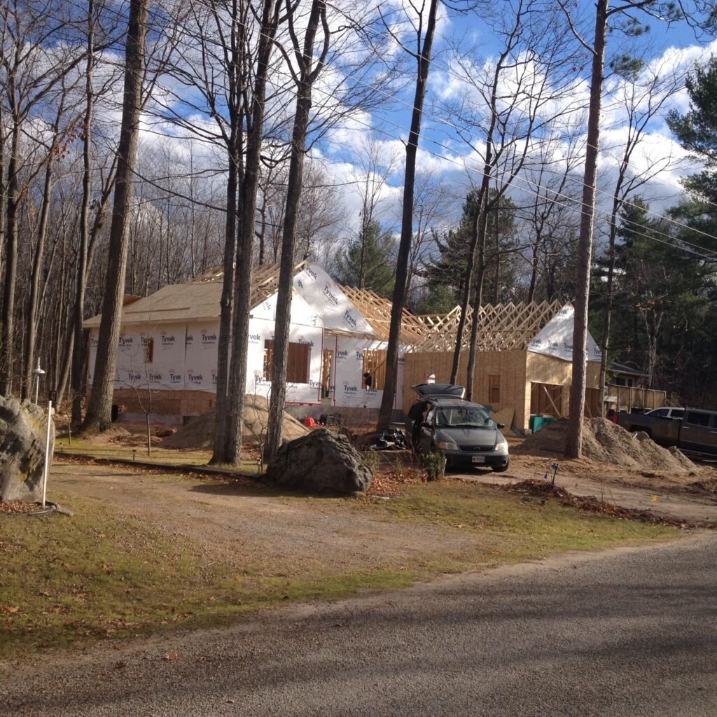 New home on a cleared wooded lot in Georgian Bay